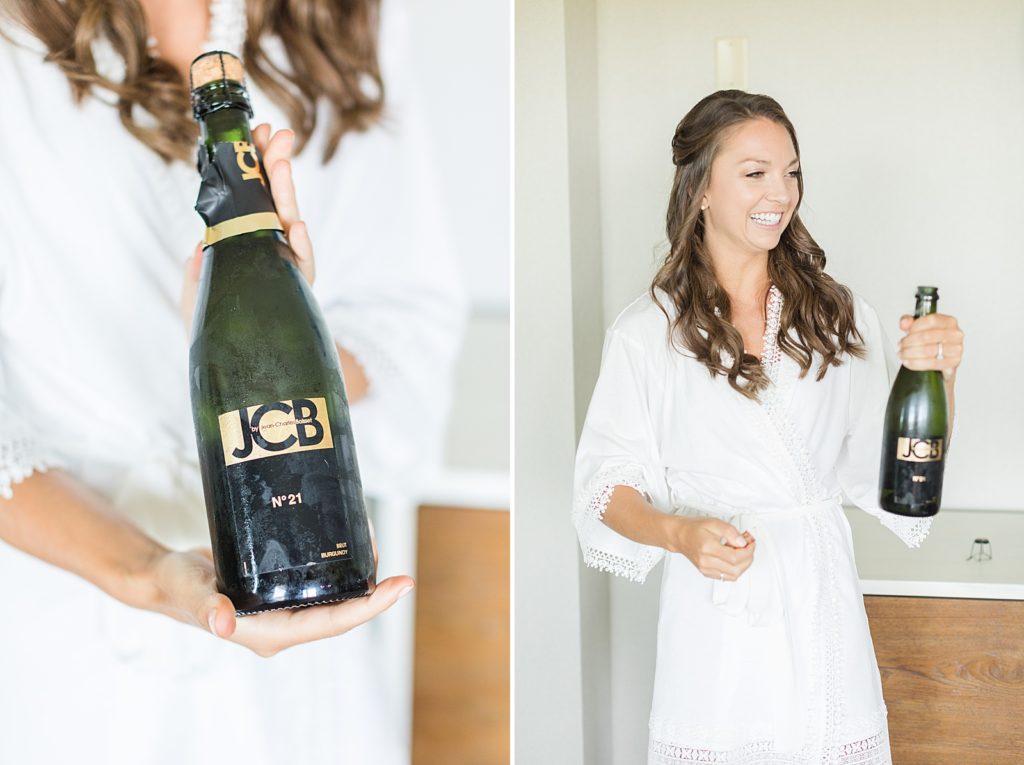 Enjoying mimosas in the bridal suite on your wedding morning